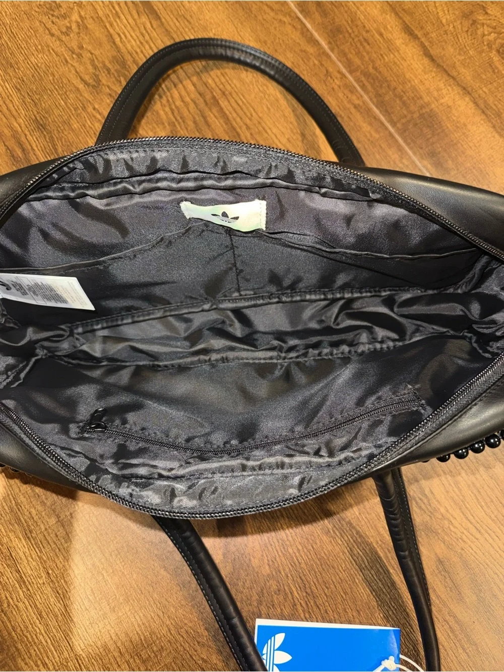 Adidas Black Beaded-Trim Shoulder Bag AIRLINER ELONGATED BAG WITH BEADS NWT - Picture 6 of 9